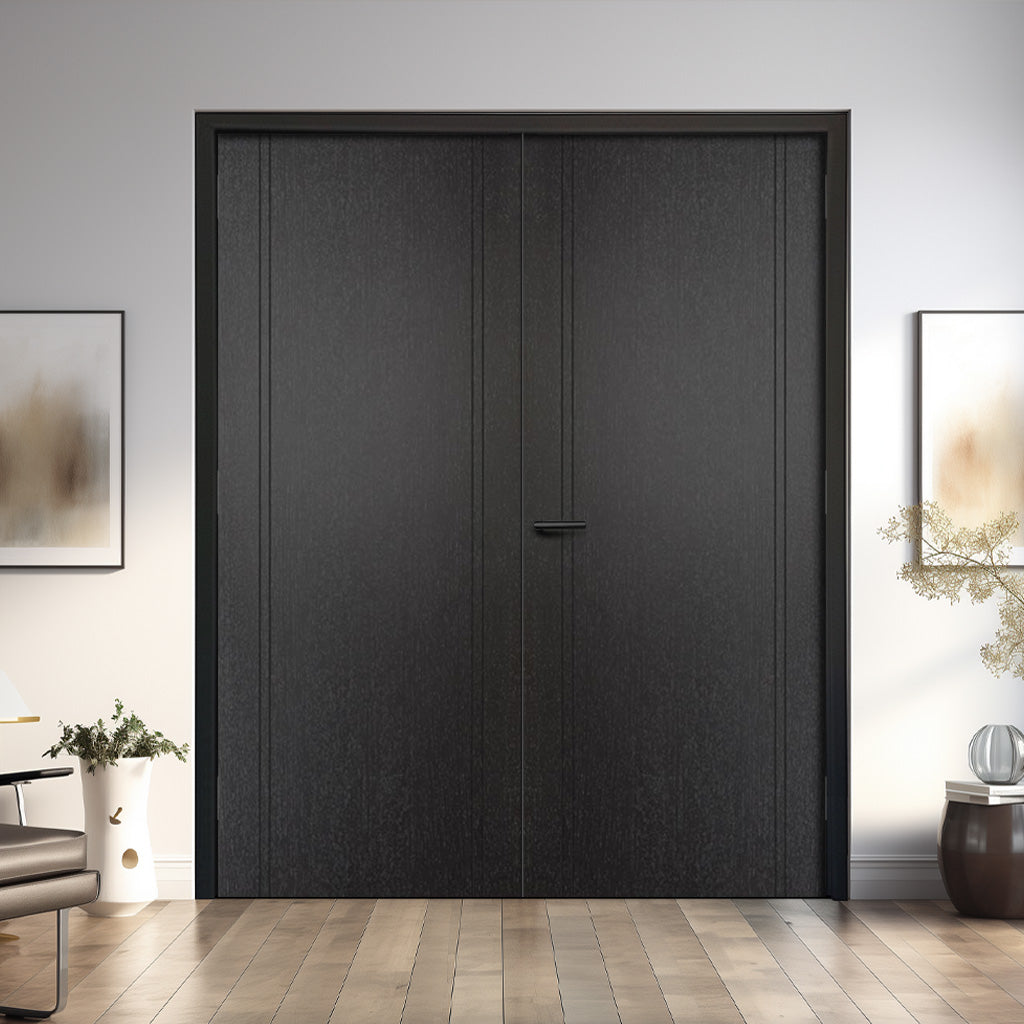 Laminate Monaco Black Internal Door Pair - Prefinished