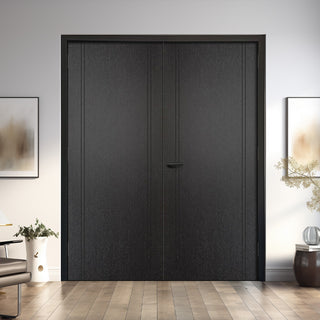 Image: Laminate Monaco Black Internal Door Pair - Prefinished