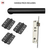 Shelton Door Lever Handle Pack - 3 Radius Cornered Hinges - Matt Black