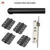 Shelton Door Lever Handle Pack - 4 Radius Cornered Hinges - Matt Black