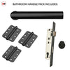 Shelton Bathroom Handle Pack - 3 Radius Cornered Hinges - Matt Black