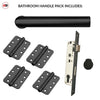 Shelton Bathroom Handle Pack - 4 Radius Cornered Hinges - Matt Black