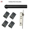 Shelton Door Lever Handle Pack - 4 Square Hinges - Matt Black