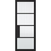 EasiKit Internal Door and Frame Kit - Chelsea 4 Pane Black Primed Internal Door - Clear Reeded Glass