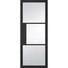 Premium Double Sliding Door & Wall Track - Tribeca 3 Pane Black Painted Door - Clear Glass