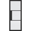 EasiKit Internal Door and Frame Kit - Tribeca 3 Pane Black Primed Internal Door - Clear Reeded Glass