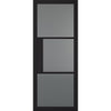 Premium Double Sliding Door & Wall Track - Tribeca 3 Pane Black Painted Door - Tinted Glass