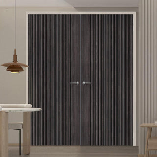 Image: Malmo Dark Grey Ash Flush Fire Internal Door Pair - 1/2 Hour Fire Rated - Prefinished