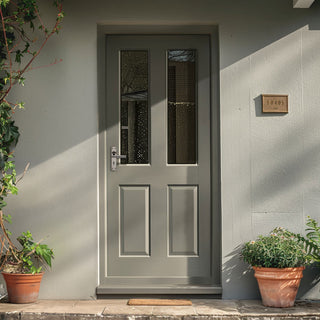 Image: Malton External Hardwood Front Door and Frame Set - Frosted Double Glazing