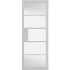 Sirius Tubular Stainless Steel Sliding Track & Double Door - Industrial Metro White Internal Door - Clear Glass - Prefinished