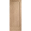 Top Mounted Stainless Steel Sliding Track & Double Door - Pattern 10 1 Panel Shaker Oak Doors - Unfinished