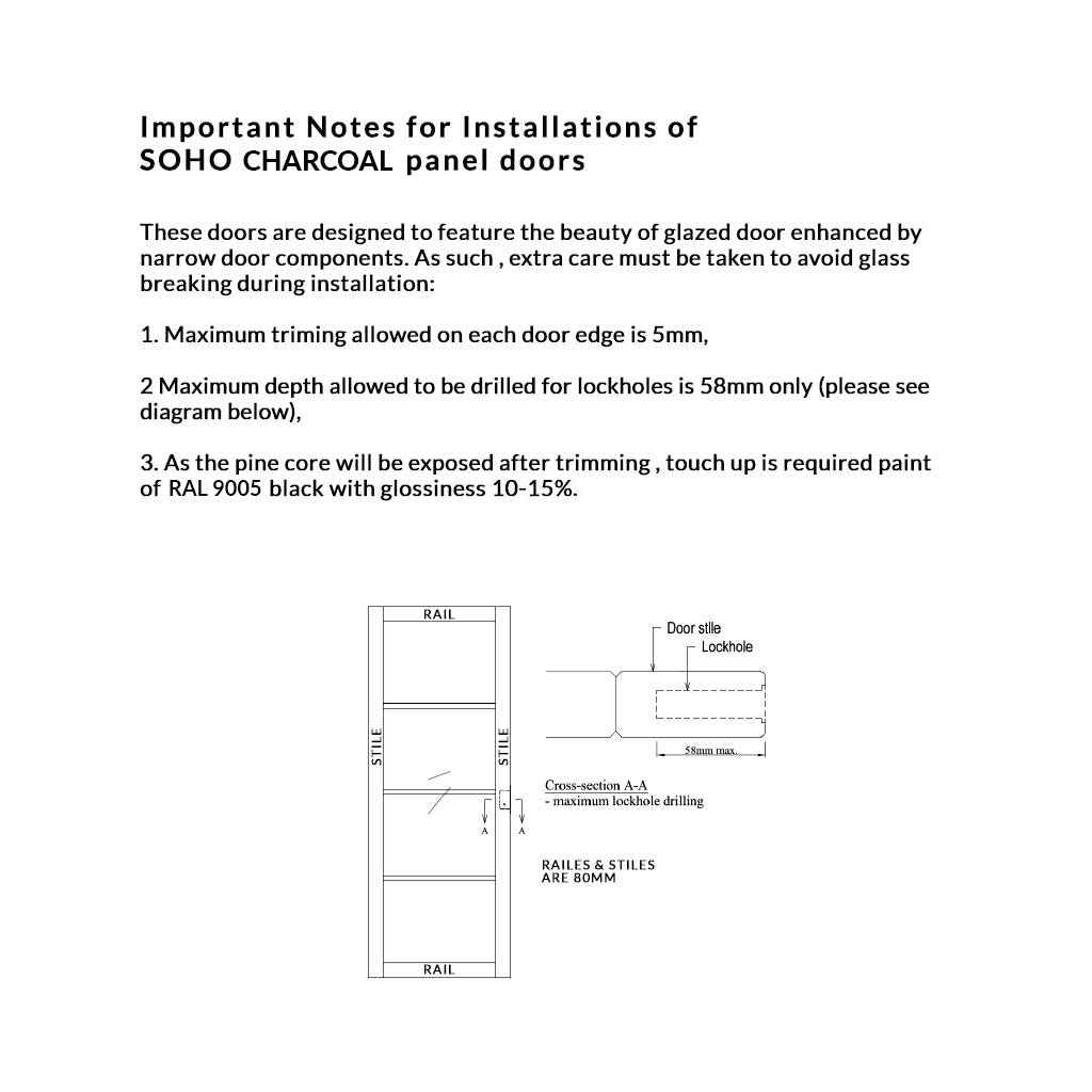 SpaceEasi Top Mounted Black Folding Track & Double Door - Soho 4 Pane