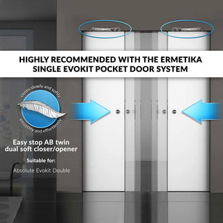 Image: Pocket Door Soft Closing Kit for Double Pocket Doors - Ermetika Easy stop AB twin dual soft closer/opener