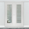 Premium Double Sliding Door & Wall Track - Eindhoven  1 Pane Door - Clear Glass - White Primed