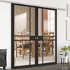 Premium Double Sliding Door & Wall Track - Greenwich Door - Clear Glass - Black Painted - Prefinished