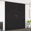 Premium Double Sliding Door & Wall Track - Tribeca 3 Panel Black Painted Door - Prefinished