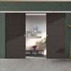 Premium Double Sliding Door & Wall Track - Soho 4 Panel Door - Black Painted - Prefinished