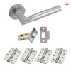 Turin Door Lever Handle Pack - 4 Radius Cornered Hinges - Satin Finish