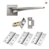 Zenith Door Lever Handle Pack - 3 Square Hinges - Satin Finish