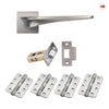 Zenith Door Lever Handle Pack - 4 Radius Cornered Hinges - Satin Finish