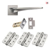 Zenith Door Lever Handle Pack - 3 Radius Cornered Hinges - Satin Finish