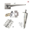 Zenith Double Door Lever Handle Pack - 8 Radius Cornered Hinges - Satin Finish - Combo Handle and Accessory Pack