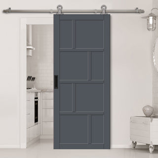 Image: Sirius Tubular Stainless Steel Track & Solid Wood Door - Eco-Urban® Kochi 8 Panel Door DD6415 - 6 Colour Options