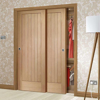 Image: Minimalist Wardrobe Door & Frame Kit - Two Suffolk Oak Doors - Prefinished