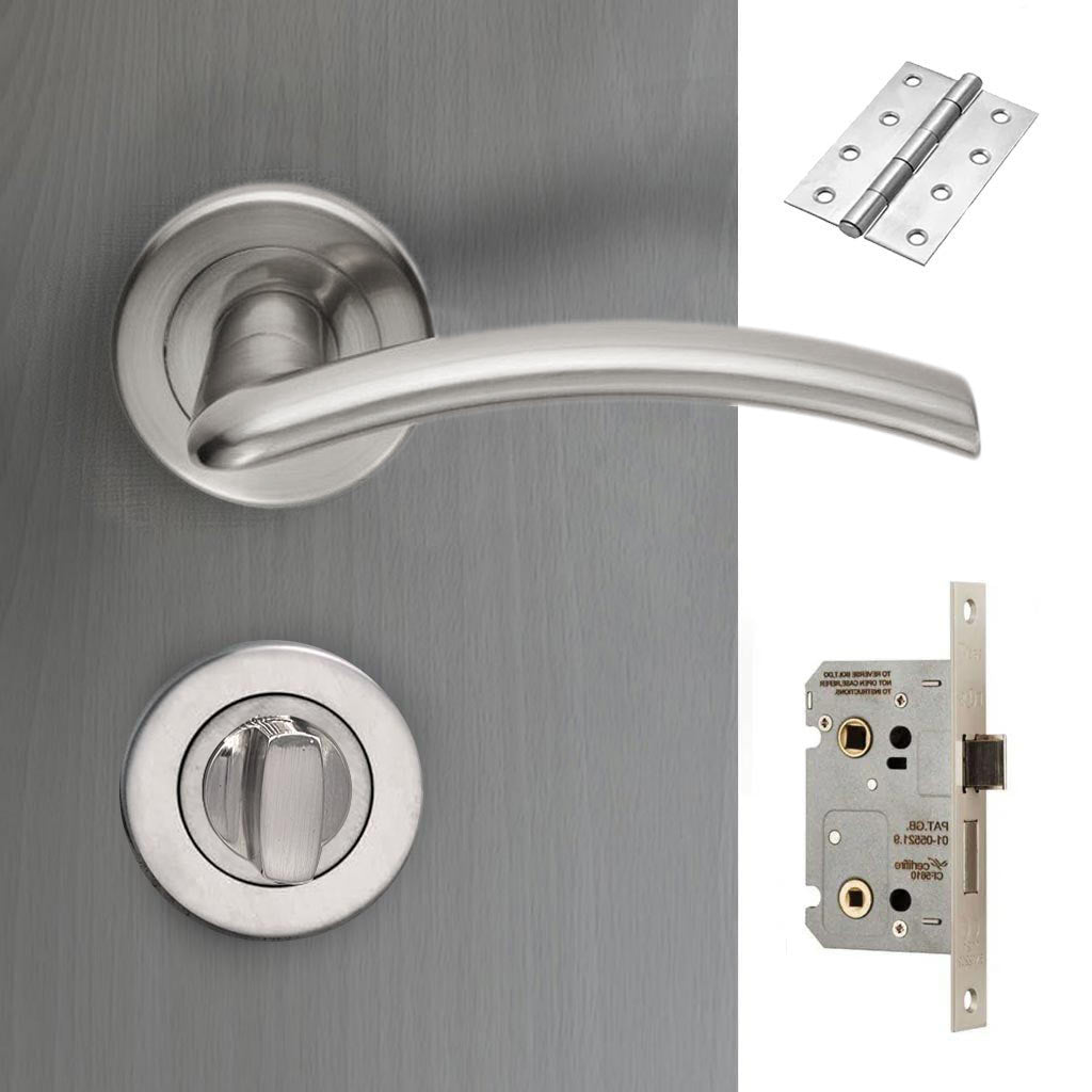 Serozzetta Trenta Lever Bathroom Handle Pack - 3 Square Hinges - Satin Finish