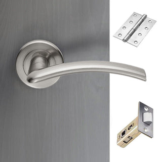 Image: Serozzetta Trenta Lever Handle Pack - 3 Square Hinges - Satin Finish