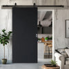 Top Mounted Black Sliding Track & Solid Wood Door - V-Line® Grooved Flush Door V020 - Premium Primed - Six Colour Options