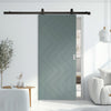 Top Mounted Black Sliding Track & Solid Wood Door - V-Line® Grooved Flush Door V031 - Premium Primed - Six Colour Options