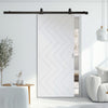 Top Mounted Black Sliding Track & Solid Wood Door - V-Line® Grooved Flush Door V031 - Premium Primed - Six Colour Options