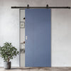 Top Mounted Black Sliding Track & Solid Wood Door - V-Line® Grooved Flush Door V033 - Premium Primed - Six Colour Options