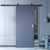 Top Mounted Black Sliding Track & Solid Wood Door - V-Line® Grooved Flush Door V037 - Premium Primed - Six Colour Options