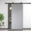 Top Mounted Black Sliding Track & Solid Wood Door - V-Line® Grooved Flush Door V040 - Premium Primed - Six Colour Options