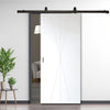 Top Mounted Black Sliding Track & Solid Wood Door - V-Line® Grooved Flush Door V040 - Premium Primed - Six Colour Options