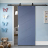 Top Mounted Black Sliding Track & Solid Wood Door - V-Line® Grooved Flush Door V070 - Premium Primed - Six Colour Options