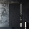 Top Mounted Black Sliding Track & Solid Wood Door - V-Line® Grooved Flush Door V076 - Premium Primed - Six Colour Options