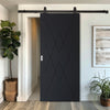 Top Mounted Black Sliding Track & Solid Wood Door - V-Line® Grooved Flush Door V077 - Premium Primed - Six Colour Options