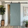 Top Mounted Black Sliding Track & Solid Wood Door - V-Line® Grooved Flush Door V077 - Premium Primed - Six Colour Options