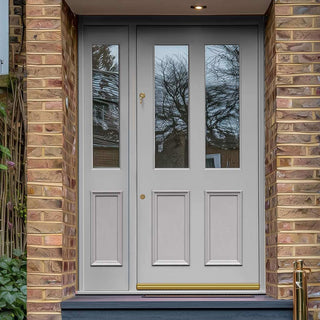 Image: Exterior Colonial Front Door with Single Sidelight - Customisable: Size, Colour, Glass and Sidelight Options