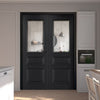 Windsor Black Internal Door Pair - Prefinished - Clear Bevelled Glass