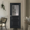 Windsor Internal Door Black Prefinished - Clear Bevelled Glass