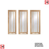 Double Sliding Door & Track - Worcester Oak 3 Pane Doors - Clear Glass - Prefinished