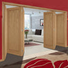 Six Folding Doors & Frame Kit - 1 Panel Inlay Flush Oak 3+3 - Prefinished