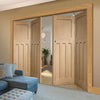 Four Folding Doors & Frame Kit - DX 1930'S Oak Panel 2+2 - Prefinished