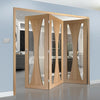 Three Folding Doors & Frame Kit - Verona Oak 3+0 - Clear Glass - Prefinished