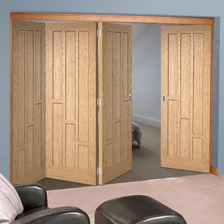 Image: Four Folding Doors & Frame Kit - Coventry Contemporary Panel Oak 3+1 - Unfinished