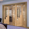 Four Folding Doors & Frame Kit - Coventry Contemporary Oak 3+1 - Clear Glass - Unfinished